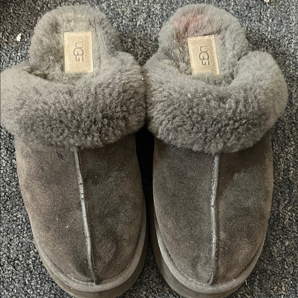 UGG Charcoal Shearling Clog Slippers